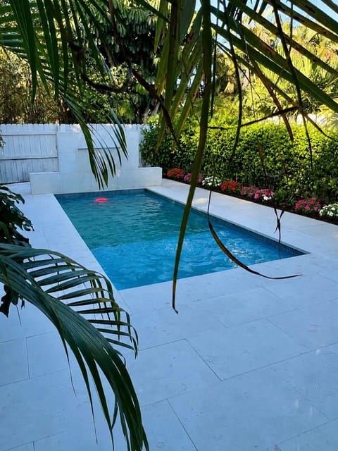 Serene private pool oasis with tropical garden & in a peaceful outdoor setting. 