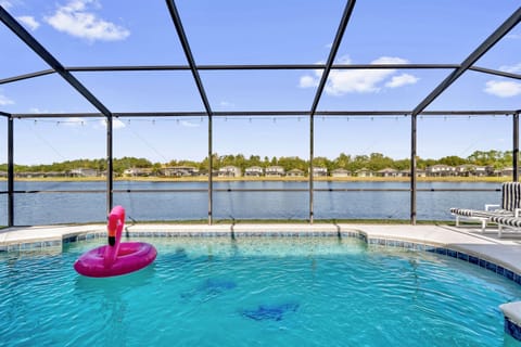 Pool with lake view