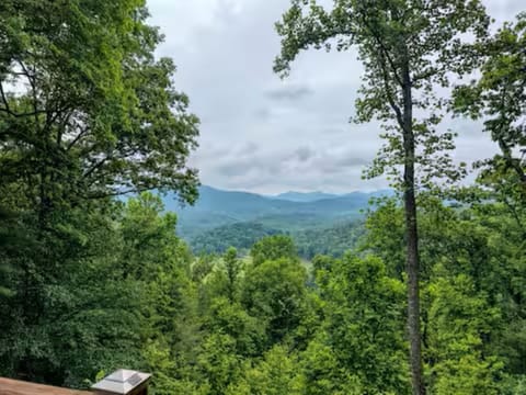 Immerse yourself in nature. This stunning view of the smoky mountain ridges .