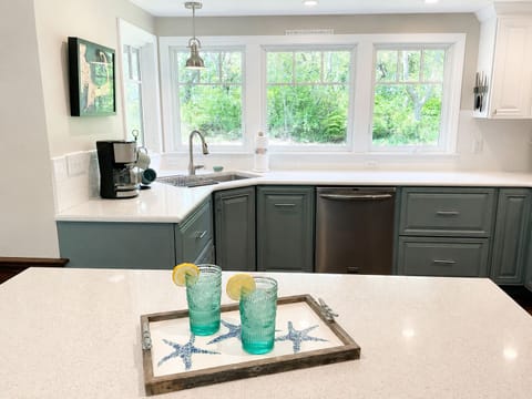 Enjoy a cold beverage in the beautiful kitchen