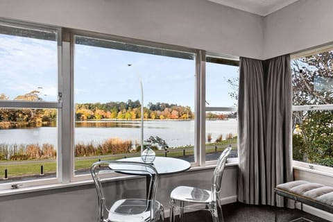 Watch the seasons change from your table as you sip morning coffee overlooking the lake and tree-lined shore.