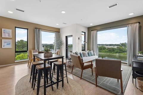 Enjoy a spacious, inviting, and relaxing stay in the heart of Nashville. Beautiful condo with all the furnishings and supplies you might need. Private balcony off of the living room. Futon Sofa and Smart TV with all the apps in the living room.