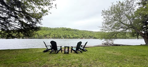 lakeside fire pit with private docks