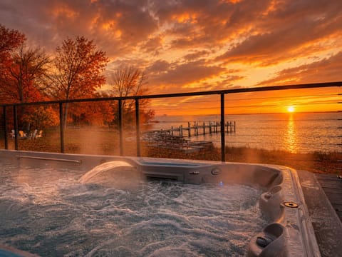 Relax during sunset in the swim spa overlooking the Chesapeake Bay!