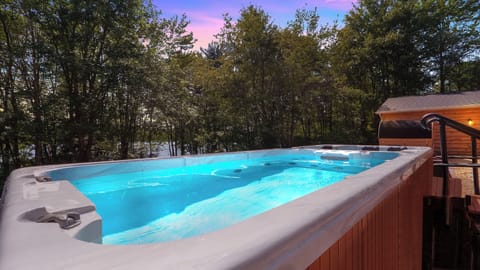 One of the largest private swim spa / hot tubs in the Poconos!