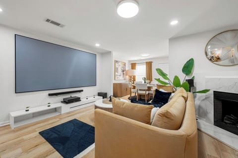 Cinematic experience meets modern design. Stream your favorite shows and movies in 4K on the 120” projector screen, complete with premium surround sound. Sleek finishes, designer furniture, and cozy textures elevate every moment.