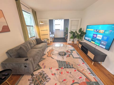 Comfy living room with 65" TV