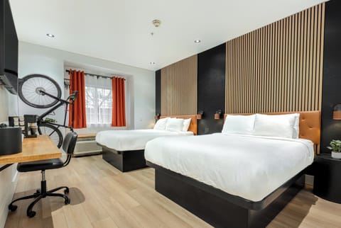 Updated Double Queen Beds. Modern Design. Bike Rack