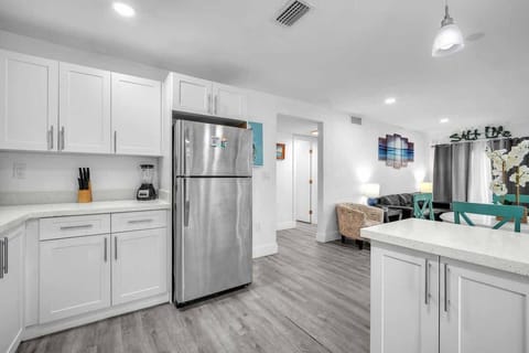 Modern kitchen with stainless-steel appliances