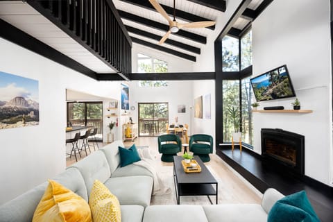 Modern, comfortable, open concept. Tons of natural light with two story vaulted ceilings and windows