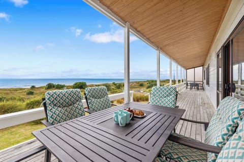 Seating on deck with ocean view