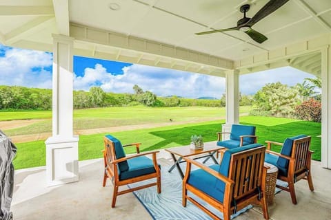 Covered outdoor lounge with scenic views