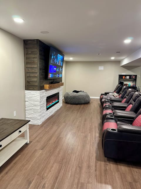 Media room with power recliners