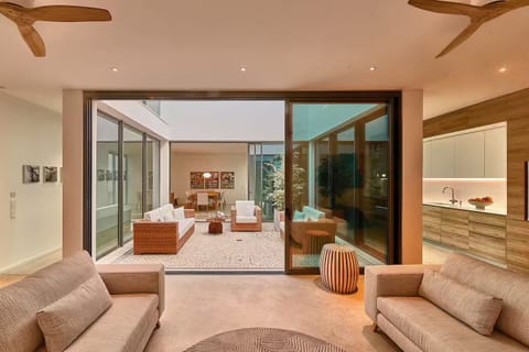 Light-filled living space with clean design and calm atmosphere