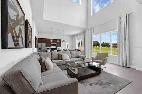 Living room with Golf course view