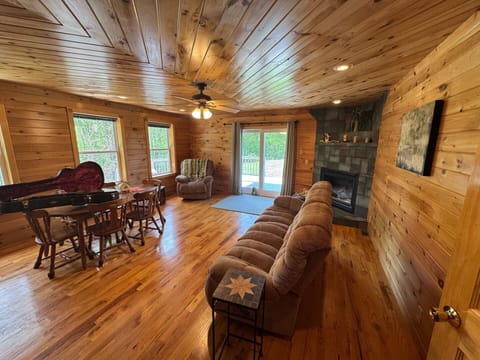 Living room and dining area.