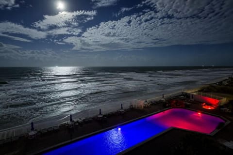 Enjoy the resorts stunning oceanfront pool illuminated with vibrant LED lighting at night, creating a beautiful evening atmosphere just steps away from the beach. During sea turtle nesting season, the resorts lighting may be adjusted.