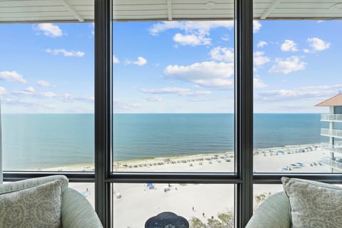 Expansive Gulf views from the comfort of an enclosed living room