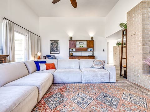 This comfort of this couch is unreal!! Imagine move night here with the family after a long day exploring Norman & OKC! 