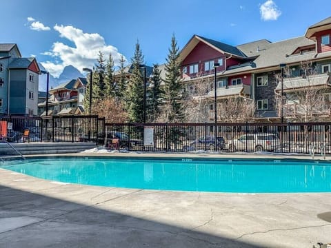 Heated outdoor swimming pool