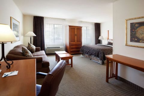 Relax together on the sofa in this spacious suite layout.