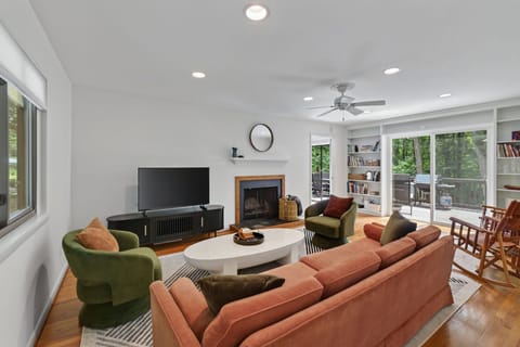 This stylish home is decorated in a mid-century modern style