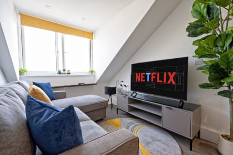 Livingroom area with 50 inch QLED TV