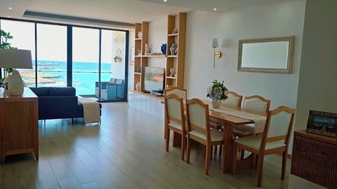Spacious open-concept living and dining area