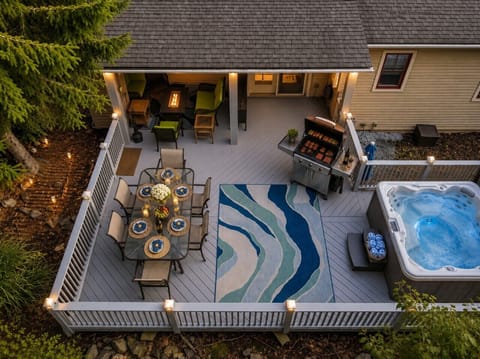 Your backyard oasis awaits with a hot tub, grilling station, outdoor dining, and cozy evenings under the stars. ✨♨️