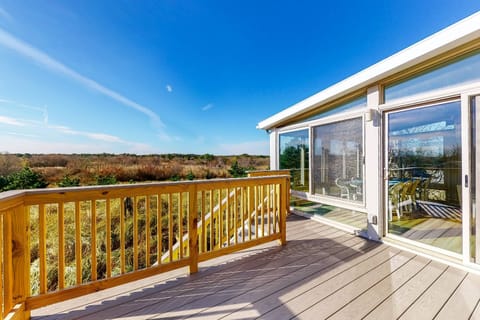 Back deck with gorgeous views and access to the sunroom