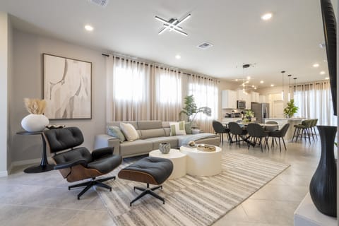 Kitchen, Dining & Living Room Flowing Together in an Open Floor Concept