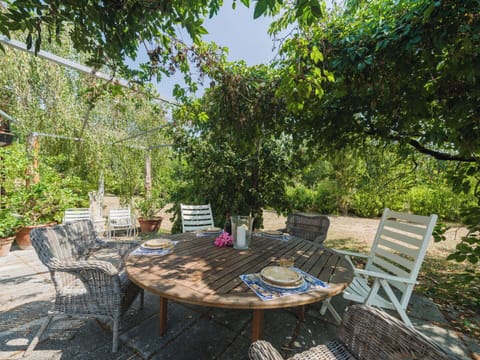 Furniture, Outdoor Furniture, Table, Chair, Outdoor Table, Shrub, Kitchen & Dining Room Table, Garden, Shade, Backyard