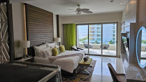 588 sq ft with the Caribbean on the other side of the glass.