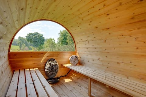 Warm and inviting sauna interior crafted with natural wood finishes.