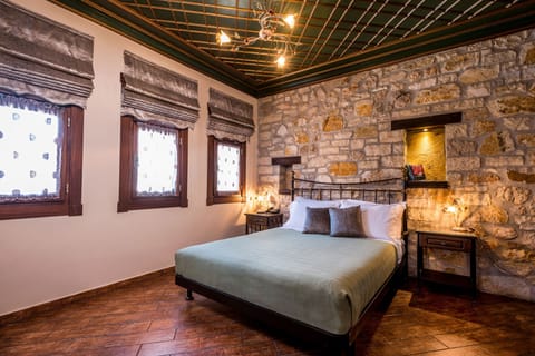Stone Bedroom with Double Bed and Wooden Ceiling - Room 7