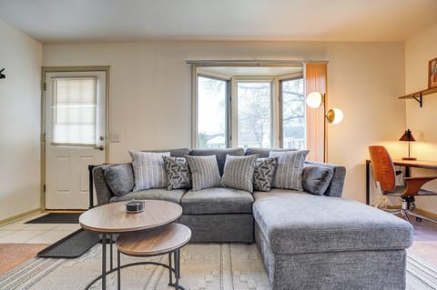 Lounging in style on our cozy chaise in the living room