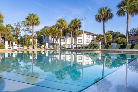 Stretch out poolside and savor a calm, sparkling swim.