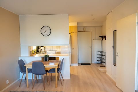 The apartment entrance on the right