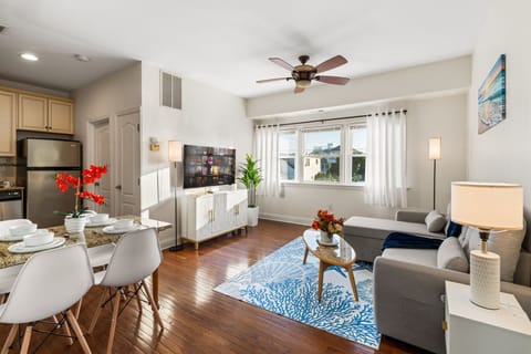 Settle into a bright, open layout where you can cook, dine, stream, and unwind together.