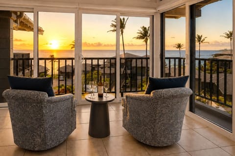 Settle into Kapalua Bay Villas 32B3 and enjoy ocean views framed by tropical palms.