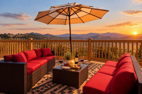 Enjoy golden-hour drinks and conversation overlooking the scenic landscape