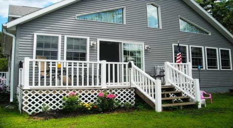 Back deck overlooking the water