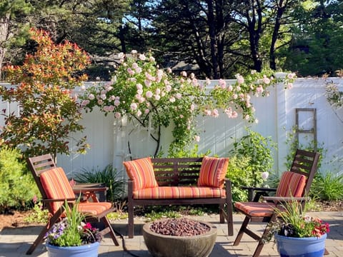 seating area by the hot tub.