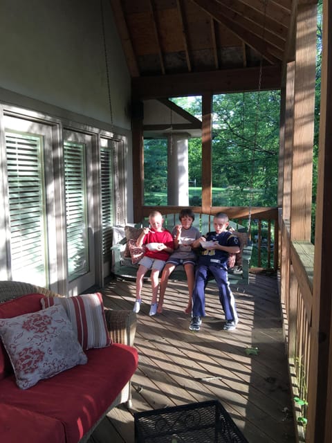 swinging out of the master bedroom doors