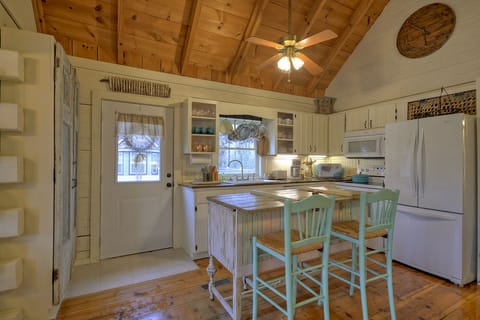 Kitchen island with additional seating for two