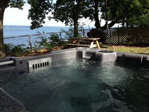 Hot tub with lake view