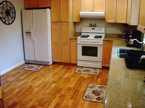 Fully stocked kitchen.
