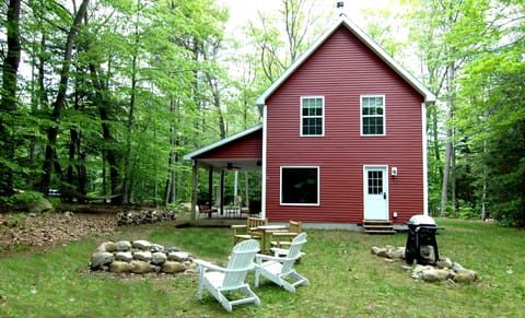 Weber gas grill.  Fire pit with seating for 4.