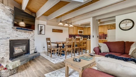 Main Floor, Fireplace , new dinning table and 55 inch TV with soundbar