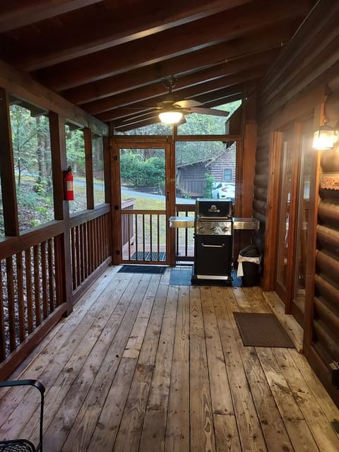 Enclosed back porch & gas grill